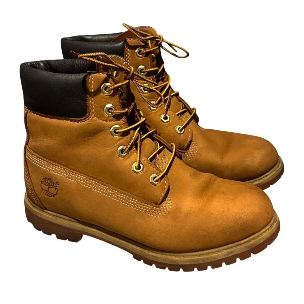Timberland Mens Size 9 Premium Waterproof Boot Wheat Nubuck Leather 10061